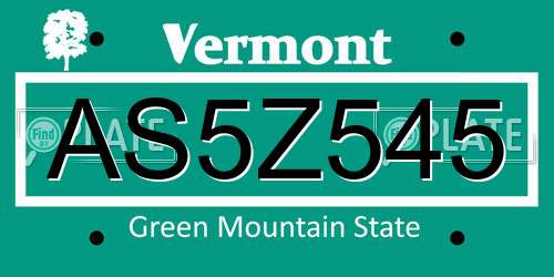 AS5Z545 Vermont License Plate