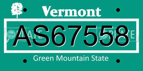 AS67558 Vermont License Plate