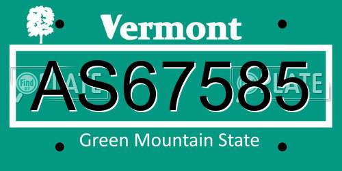 AS67585 Vermont License Plate