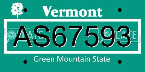 AS67593 Vermont License Plate