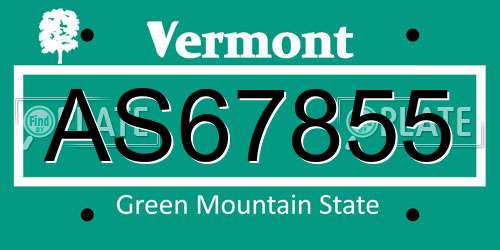 AS67855 Vermont License Plate