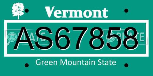 AS67858 Vermont License Plate
