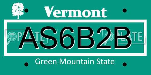 AS6B2B Vermont License Plate