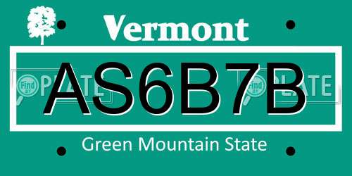 AS6B7B Vermont License Plate