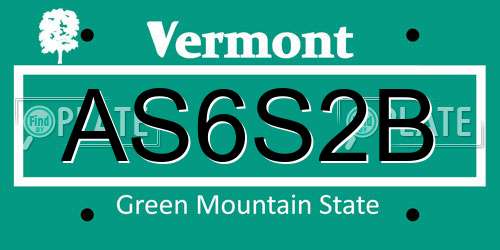 AS6S2B Vermont License Plate