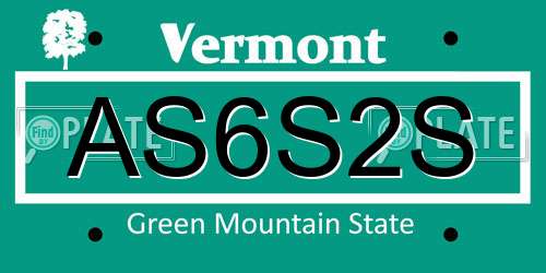 AS6S2S Vermont License Plate