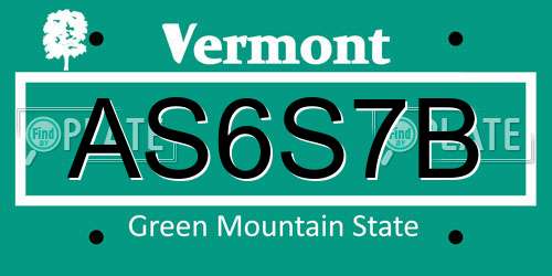 AS6S7B Vermont License Plate