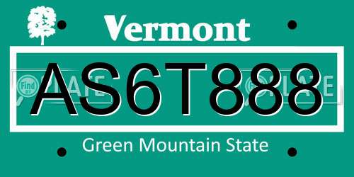 AS6T888 Vermont License Plate
