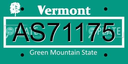 AS71175 Vermont License Plate