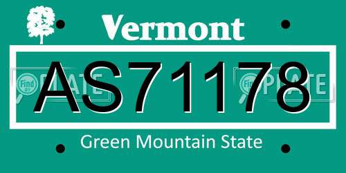 AS71178 Vermont License Plate