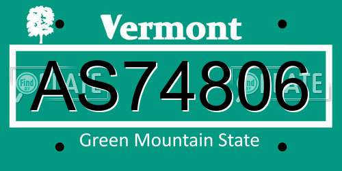 AS74806 Vermont License Plate