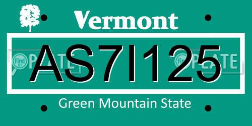 AS7I125 Vermont License Plate