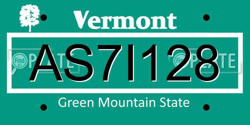 AS7I128 Vermont License Plate