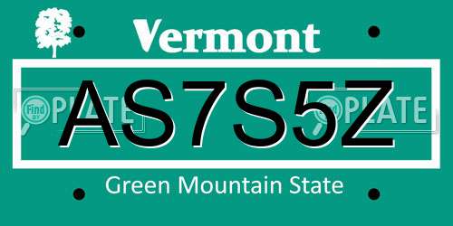 AS7S5Z Vermont License Plate