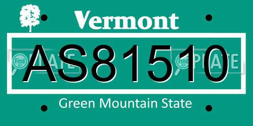 AS81510 Vermont License Plate