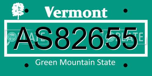 AS82655 Vermont License Plate