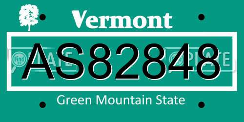AS82848 Vermont License Plate