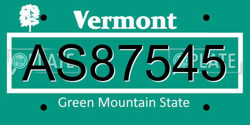 AS87545 Vermont License Plate