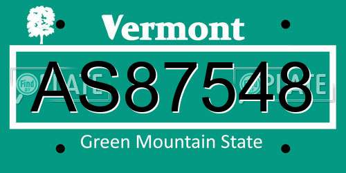 AS87548 Vermont License Plate