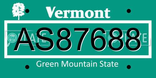 AS87688 Vermont License Plate