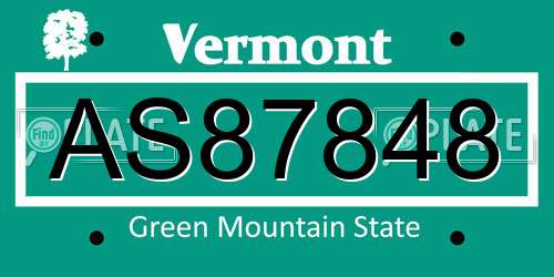 AS87848 Vermont License Plate