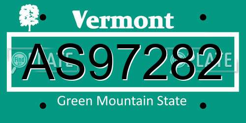 AS97282 Vermont License Plate