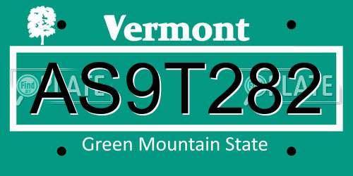 AS9T282 Vermont License Plate