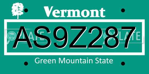 AS9Z287 Vermont License Plate