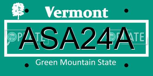 ASA24A Vermont License Plate