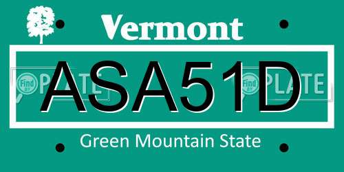 ASA51D Vermont License Plate