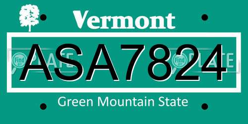ASA7824 Vermont License Plate