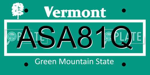 ASA81Q Vermont License Plate