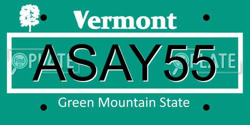 ASAY55 Vermont License Plate