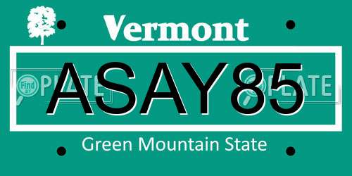 ASAY85 Vermont License Plate