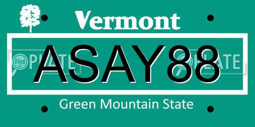 ASAY88 Vermont License Plate