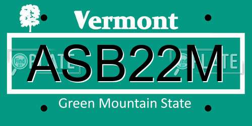 ASB22M Vermont License Plate