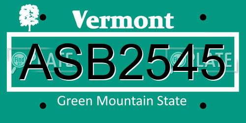 ASB2545 Vermont License Plate