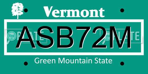 ASB72M Vermont License Plate