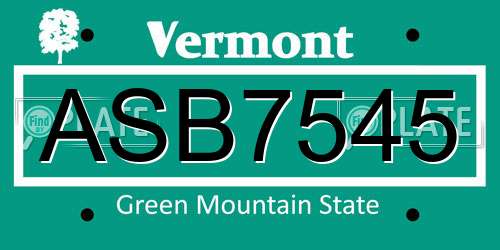 ASB7545 Vermont License Plate