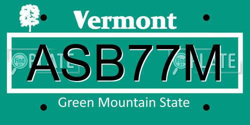ASB77M Vermont License Plate