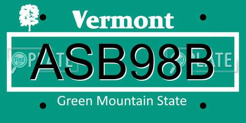 ASB98B Vermont License Plate