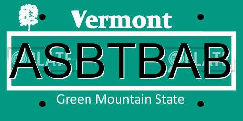 ASBTBAB Vermont License Plate