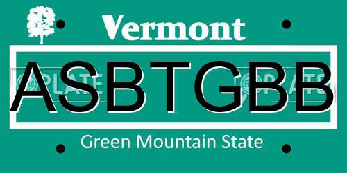ASBTGBB Vermont License Plate