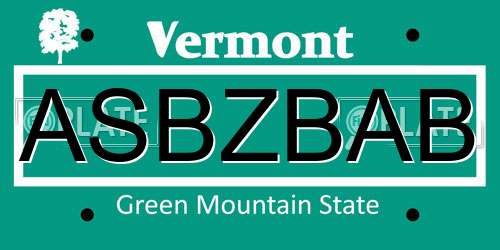 ASBZBAB Vermont License Plate