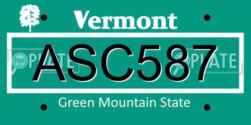 ASC587 Vermont License Plate