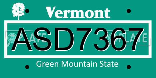 ASD7367 Vermont License Plate