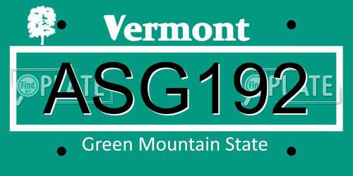 ASG192 Vermont License Plate