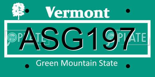 ASG197 Vermont License Plate