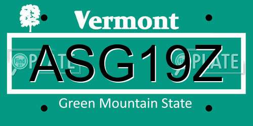 ASG19Z Vermont License Plate