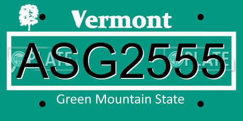 ASG2555 Vermont License Plate